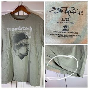 Jimi Hendrix Woodstock 1969 T Shirt Adult Large‎ Graphic Distressed Classic Rock